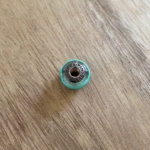 Clear teal stripe Pandora charm